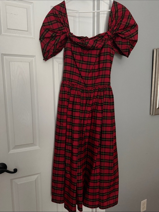 Jan Barboglio Dresses & Skirts - Red Plaid Puff Sleeve Maxi Dress - Classic Tartan - Never Worn